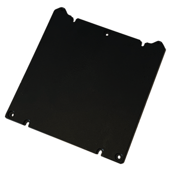 Black Lightweight Labware aluminum mini-printer bed plate with rounded corners and mounting holes