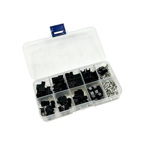 SM2.54 black wire-to-wire connector kit with 2, 3, 4, and 5 pin male/female housings and crimp terminals