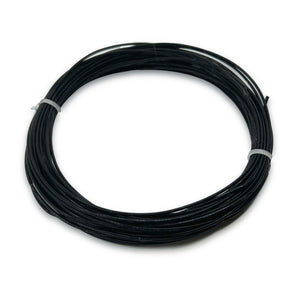 A black 10m coil of 26AWG stranded FEP-insulated wire for 3D printer toolhead harnesses, stepper extensions, probes, and low-voltage wiring.