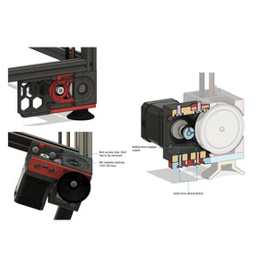 Voron V2.4 Z-drive motor tensioner mod hardware kit with M3x12 bolts, heat-set inserts, and M3 shims