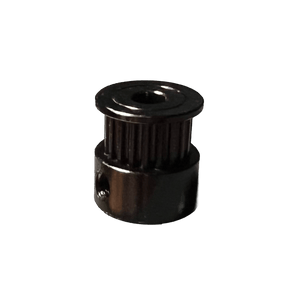 Black Runice GT2 20T timing pulley with 5mm bore, flanges and side set screw for 6mm belt