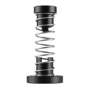 Black POM TR8x8 anti-backlash lead screw nut with steel preload spring and round mounting flange