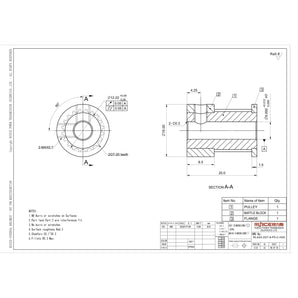 Runice RLA20-2GT-9-P5-C-H20 technical drawing for 20T 2GT timing pulley, 5mm bore, 9mm belt width