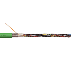 Igus chainflex CF113-007-D measuring system cable — yellow-green PUR jacket, 6.5 mm OD, 4-conductor star-quad, sold by the foot.