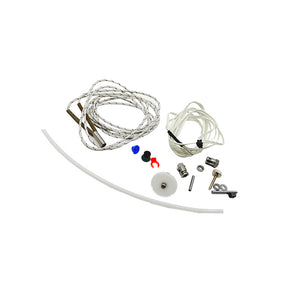 Extruder backup spare parts kit with braided heater cartridge, thermistor wiring, PTFE tube, BMG-style gears, ECAS04 collet and clip