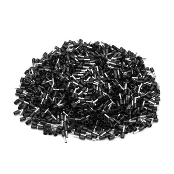 Black insulated AWG 18 / 1.0mm² bootlace ferrules with tinned crimp sleeves